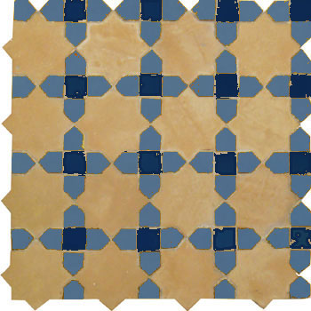 Mosaic House Moroccan tile Tanger C 14-2-15 Natural, Unglazed, Terracotta Light Blue Cobalt Blue  zellige, mosaic, zellij, field, pattern, glaze, stars, classic 